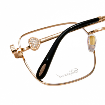 Chopard’s eyeglasses crafted in rose-gold frame with options of diamante-filled or red heart shaped charms