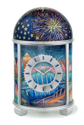 “Singapore Skyline” Unique dome clock with its intricate detailing and vibrant artwork