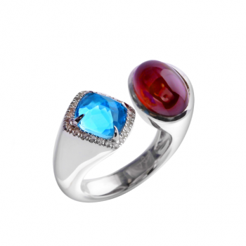 Sugar Pop Gumdrop Ring in Blue Topaz and Garnet